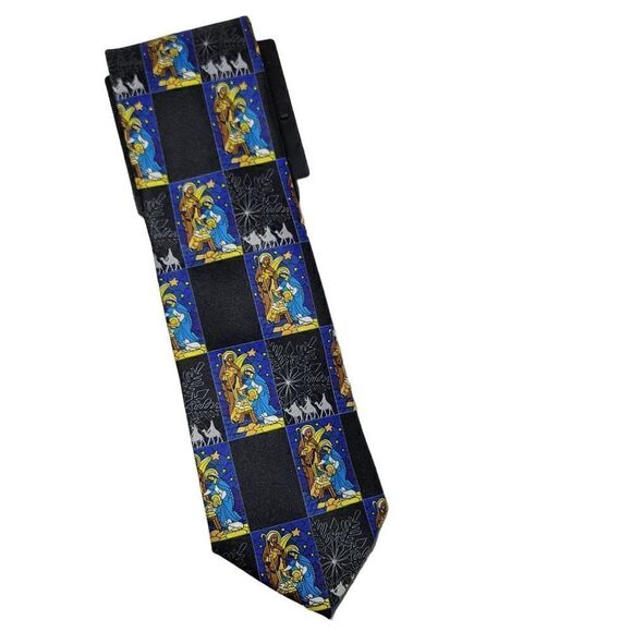Baby Jesus Manger Nativity Scene Men Neck Tie 58" Necktie Religious Noel Holiday - Picture 1 of 11